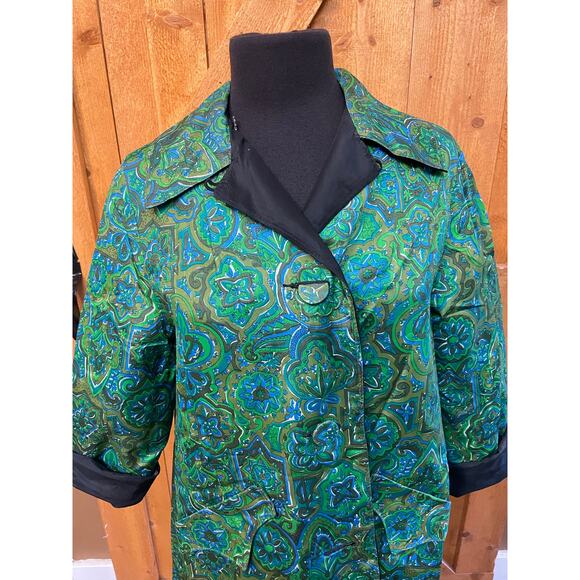 Women's Large Reversible Trapeze Coat Jacket Water Resistance Lightweight - Picture 2 of 7